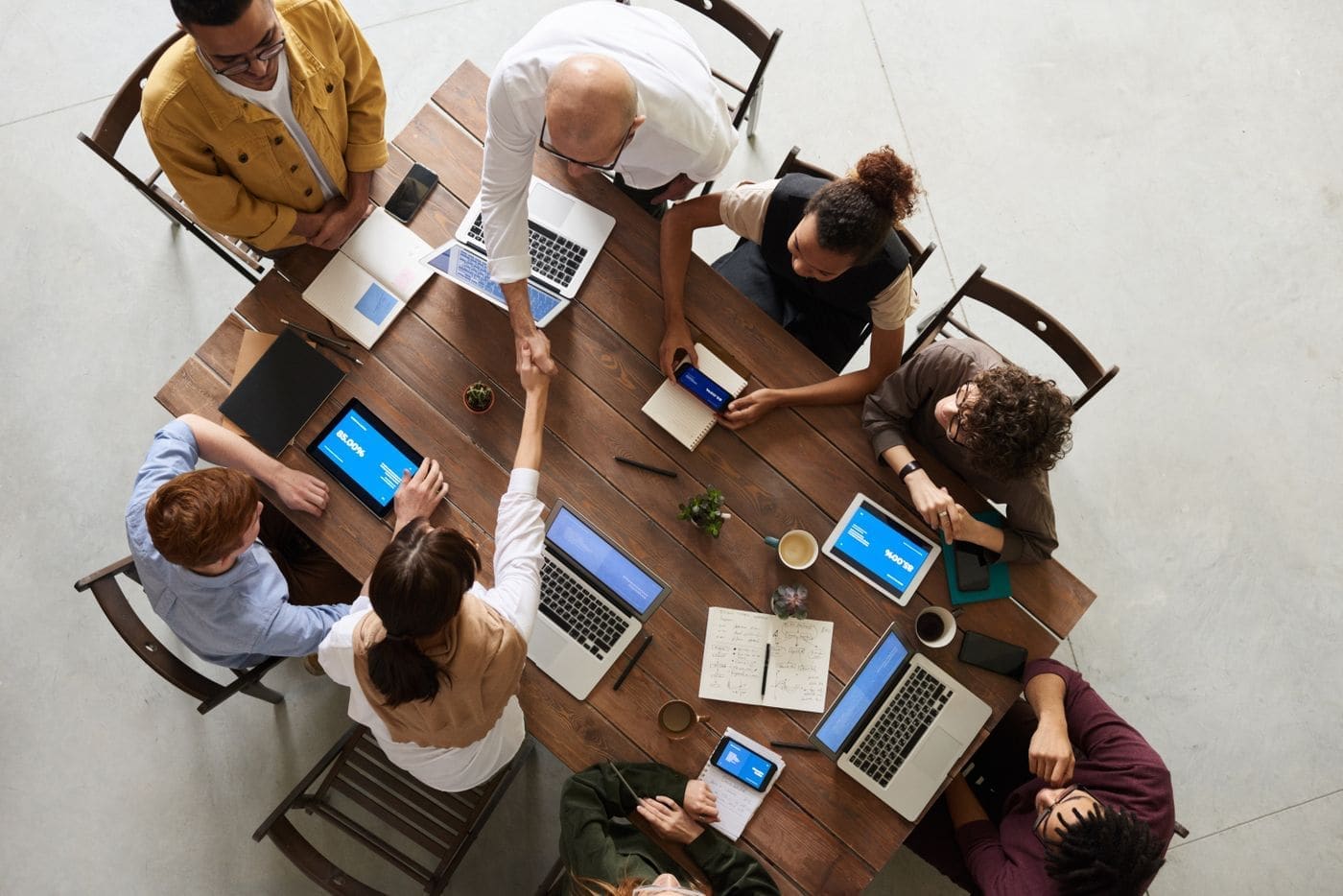 Professional team collaborating in a modern office